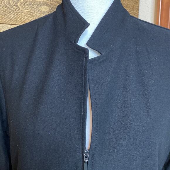 Vintage Eileen Fisher Black Collared Full Zip Stretch Jacket Size Petite Large - Picture 2 of 6